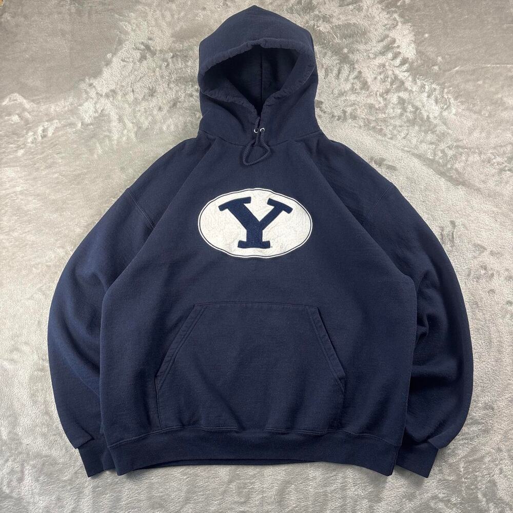 Champion BYU Cougars Hoodie Men’s XL Navy Blue Big Y Logo Pullover